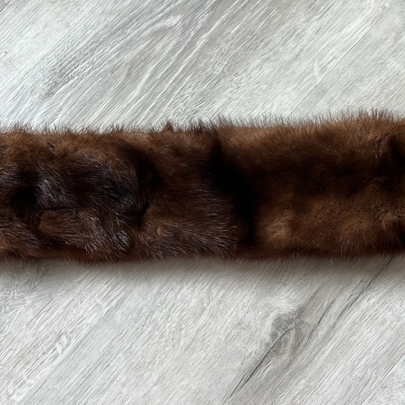 Vintage Mink Fur Scarf Collar Neck Wrap Full Pelt Stole Brown 32” x 4” - Picture 6 of 12